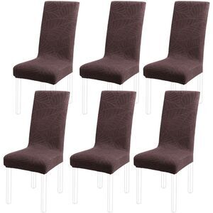 Chair SlipCovers Dining Room Set of 6 Stretch Spandex Fabric Chocolate